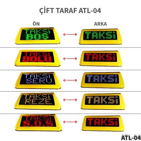 ATL-04 Yeni Nesil Akıllı Taksi Tepe Lambası Çift Taraf LED Işık Kaynağı Su ve Toz Geçirmez