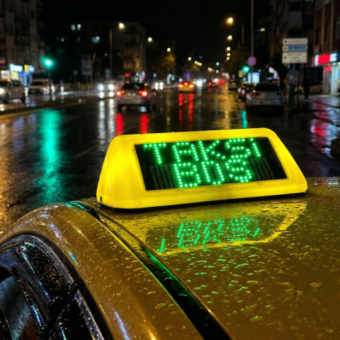 Akıllı Taksi Tepe Lambası - Taksimetre Entegre veya Manuel Mod, Mıknatıslı, 5 Farklı Modlu(Dolu-Boş-SOS-Servis Dışı- Rezerve) Su-Toz Geçirmez LED