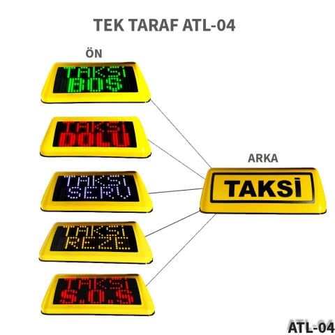 ATL-04 Yeni Nesil Akıllı Taksi Tepe Lambası Tek taraf